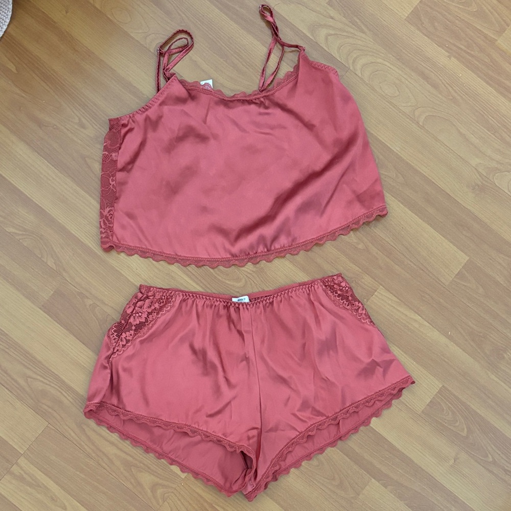 Forever 21 Women's Satin Pajama Set - Rose